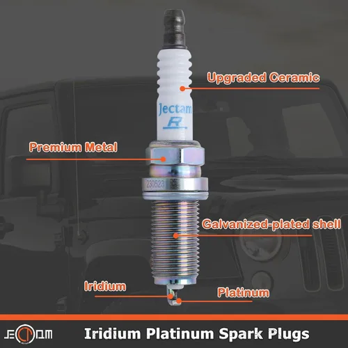 Vista 2 de Bujias de repuesto automotriz 22401-5M015 Bujias PLFR5A11 paquete de 6 bujías de iridio compatibles con Infiniti FX35 G35 I35 M35 M45 Q45 QX4 350z