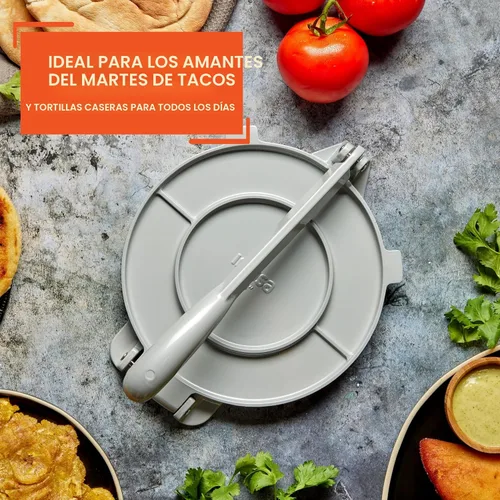 Vista 7 de IMUSA USA MEXI-86005 - Prensa de tortilla de aluminio fácil de usar de 6 pulgadas, plateado, gris Roti maker, ideal para panes planos caseros