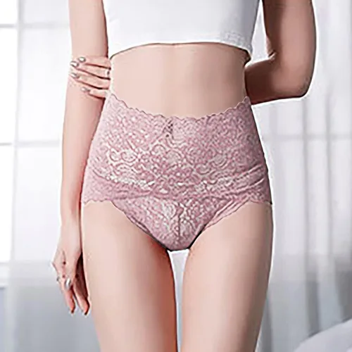 Vista 2 de 3 Pcs Pack Women's Sexy Transparent Mid Waist Full Lace with Crochet Embroidery Briefs Classic G-Strings Hipster