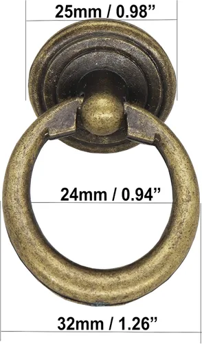 Vista 2 de Tiradores antiguos de bronce con un solo agujero, 8 piezas, estilo vintage, para armario, aparador, muebles