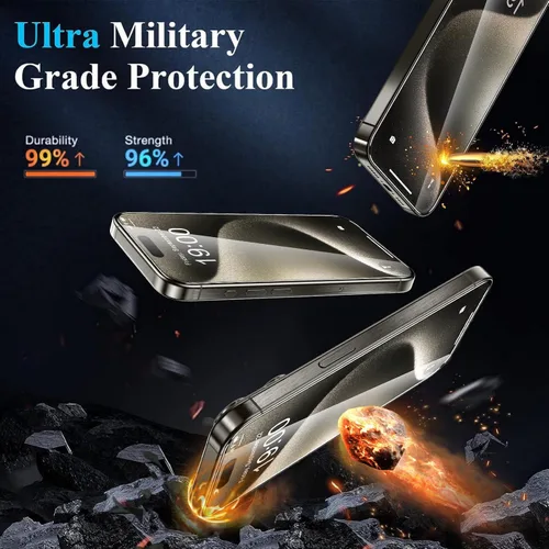 Vista 7 de YMHML Paquete de 3 protectores de pantalla de vidrio templado compatibles con iPhone 16 Plus, 15 Pro Max, 15 Plus, película HD de grado militar