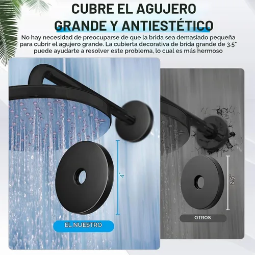 Vista 3 de LEIFIDE Brida de brazo de ducha extra grande de 4 pulgadas de diámetro exterior, reemplazo universal, brazo de ducha moderno, placa grande