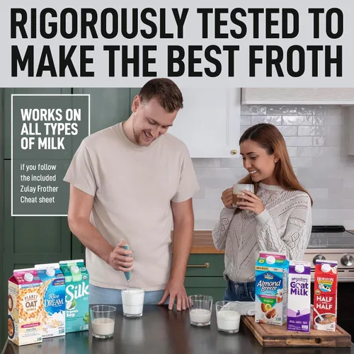 Vista 7 de Zulay Milk Boss Espumador de leche potente manual, hace espuma para latte, batidor para mezclar bebidas, café, miniespumador para capuchino, frappé