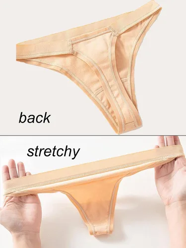 Vista 5 de DingLu Bragas de tanga para mujer, de algodón, sin costuras, transpirables, elásticas, paquete de 5