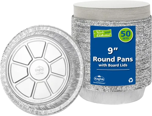 Vista 8 de Nicole Home Collection Sartenes de aluminio 7” Redondas desechables con tapas de papel de aluminio (paquete de 50) – Sartenes desechables redondas