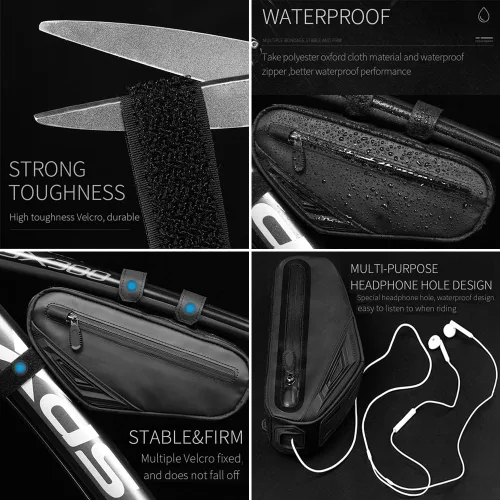 Vista 4 de Bolsa de bicicleta Cool Change Tubo superior, bolsa de marco de bicicleta triangular impermeable para bicicleta debajo del tubo para bicicleta