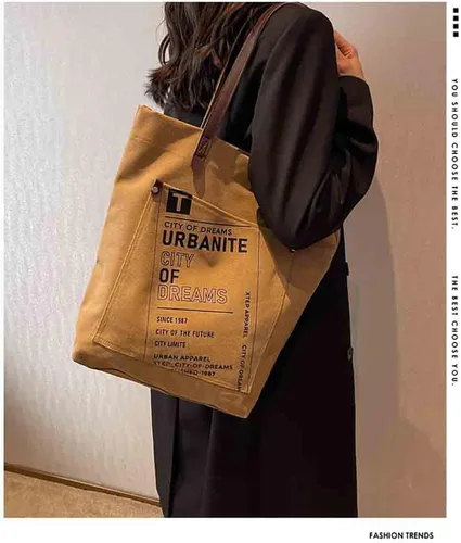 Vista 4 de MOMEITU Bolso tote de lona Crossbody Bolso grande Bolso de hombro retro Bolso de mano estético Bolso grande Bolso de mano de hadas Grunge, Marrón