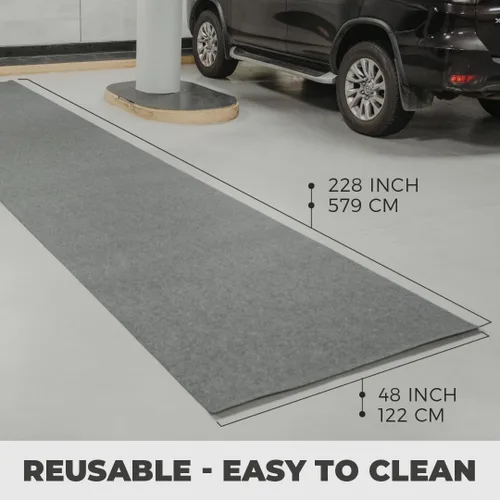 Vista 2 de Alfombrillas multiusos resistentes para garaje, juego de 2 rollos extra grandes (49.2 x 234 pulgadas cada uno), protección de suelo antideslizante