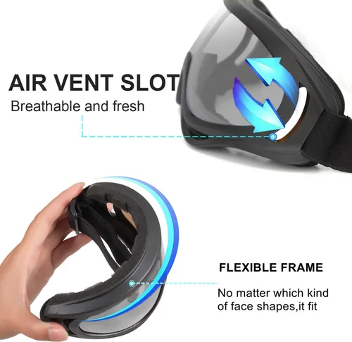Vista 3 de LJDJ Gafas de motocicleta – Juego de 2 gafas – Dirt Bike ATV Motocross anti-UV ajustable para montar fuera de carretera protección combate táctico
