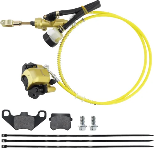 Vista 11 de PRO BAT Kit de pinza de cilindro maestro de montaje de freno hidráulico trasero con pastilla de freno extra para cuatrimoto Baja para go kart, Azul
