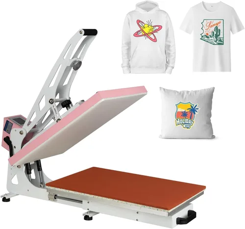 Vista 9 de Máquina manual de prensa térmica de 15 x 15 pulgadas, con base deslizante, rosa para camisetas prendas de vestir bolsa textil cortina mousepad
