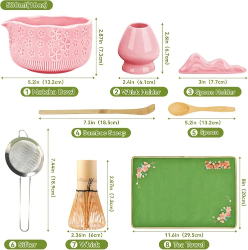 Vista 11 de Juego de batidor de matcha, kit de 7 piezas de fabricación de matcha con cuenco matcha, batidor y soporte de matcha, cuchara de bambú, soporte