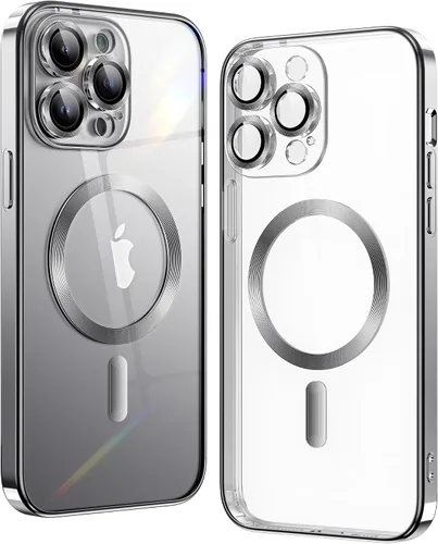 Vista 20 de Matallic - Funda transparente brillante para iPhone 11, compatible con Magsafe con protección completa de cámara chapada