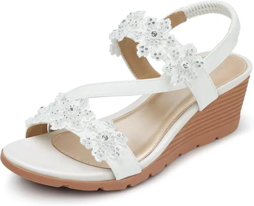 Vista 11 de SHIBEVER Womens Wedge Sandals: Well-Cushioned and Support for Comfortable Beige