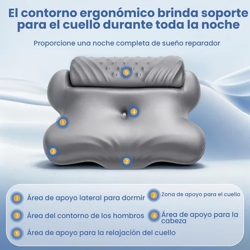 Vista 12 de Almohada cervical para aliviar el dolor de cuello, almohada ortopédica 2 en 1 para dormir, almohada ergonómica de espuma viscoelástica de contorno