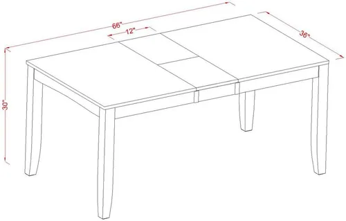 Vista 3 de East West Furniture LYCA5-CAP-C - Juego de mesa de comedor moderno de 5 piezas, incluye una mesa rectangular de madera con hoja de mariposa y 4