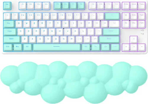 Vista 14 de MANBASNAKE Reposamuñecas para teclado, espuma viscoelástica de alta densidad de poliuretano con base antideslizante para aliviar el dolor de Azul
