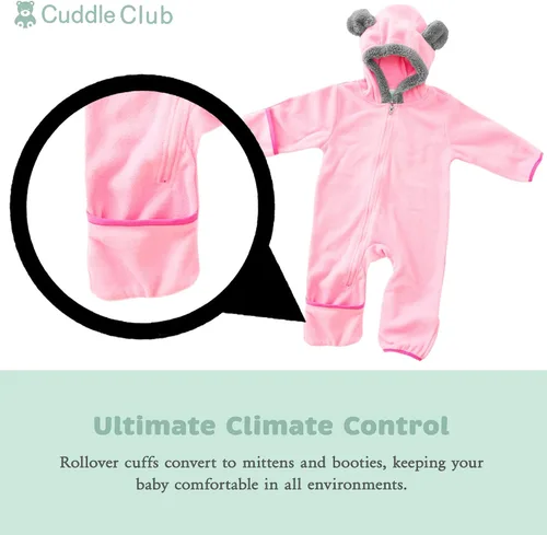 Vista 2 de Enterizo de vellón para bebé mameluco con capucha para niño de una sola pieza, ropa de exterior, chaqueta