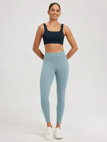 Vista 4 de ODODOS Brasier deportivo de cuello cuadrado para mujer, sin varillas, sin relleno, para yoga, entrenamiento, ombligueras