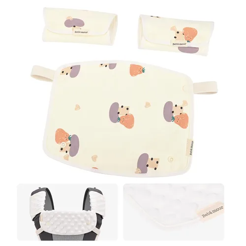 Vista 17 de Bebamour Babero reversible de algodón para todas las posiciones de transporte, babero blanco para niños y niñas (elefante)