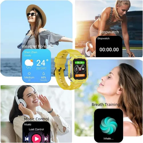 Vista 7 de Reloj inteligente para hombres/mujeres, monitor de fitness táctil HD de 1.92 pulgadas con frecuencia cardíaca 24/7 y monitor de sueño, impermeable