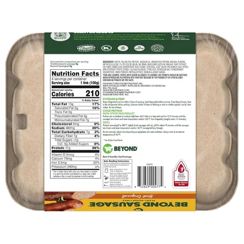 Vista 2 de Beyond Meat Beyond Sausage Salchichas de Cena a Base de Plantas, Brat Original 14 oz