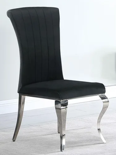 Vista 2 de Coaster Home Furnishings - Betty - Juego de sillas de comedor tapizadas en terciopelo - Silla auxiliar sin brazos con patas de metal curvadas