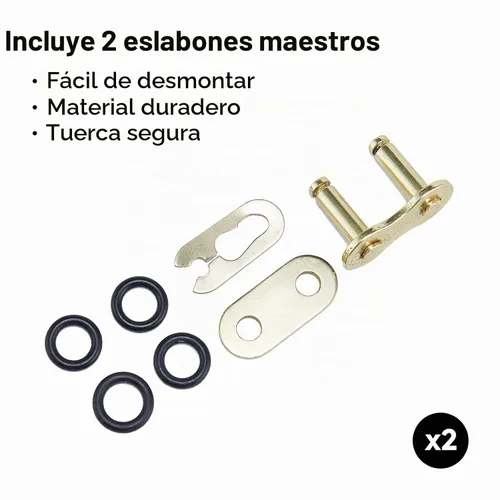 Vista 4 de Cadena de Motocicleta 520 con 110 Eslabones y Junta Tórica con Eslabón Maestro de Conexión y Rompe Cadenas, Cadena de Transmisión de Servicio Pesado