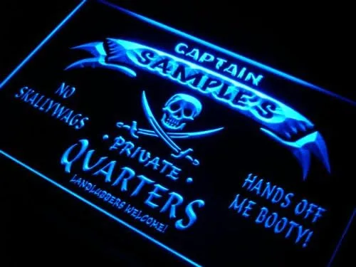 Vista 2 de ADVPRO pw508-b Señal de neón de la cerveza de la barra del cráneo del capitán privado de Morgan's Captain Private Quarters