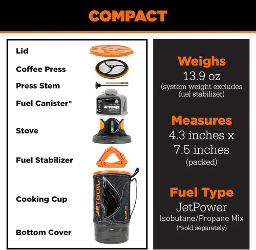 Vista 7 de Jetboil Flash Java - Estufa portátil de hervir rápido y prensa de café para acampar y mochileros, encendido automático de 1 paso, quemador