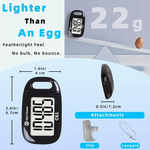 Vista 3 de Clip-on 3D Pedometer for Walking Steps Counter with Lanyard, Simple Exercise Tracker for Women and Seniors with Large Accurate Digital Display