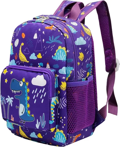 Vista 17 de Mochila de dibujos animados para niños pequeños de 3 a 4 años Dinosaurio Negro