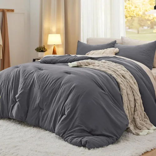 Vista 39 de Bedsure Juego edredón suave prelavado individual/individual XL, 365 días, cálido relleno alternativo GentleSoft™, 1 edredón ligero:68x88 pulgadas
