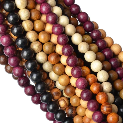 Vista 5 de MASSIVE BEADS - KIT de 960 cuentas de madera redondas sueltas mixtas naturales de 6 mm para hacer joyas, con hilo e agujas (12 de madera, 6 mm)