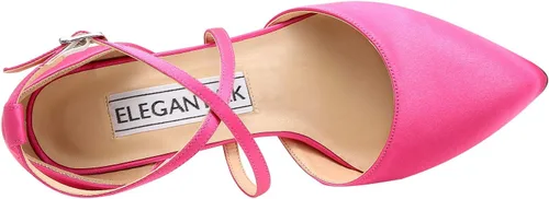 Vista 7 de ELEGANTPARK Tacones para mujer con punta cerrada con tiras puntiagudas de tacón alto de satén puntiagudo, zapatos de vestir de noche para boda