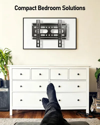 Vista 7 de Nuyoah Soporte de pared para TV de perfil bajo y fijo para televisores y monitores de pantalla plana de 14 a 43 pulgadas y hasta 55 libras, soporte