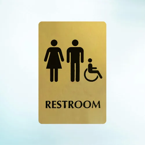 Vista 6 de SmartSign Letrero unisex de 6 x 9 pulgadas con pictogramas para silla de ruedas para hombres/mujeres/discapacitados, metal de latón de 40 mil