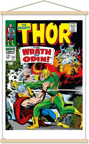 Vista 15 de Trends International Marvel Comics Loki - Póster de pared Thor #147, 22.4 pulgadas de largo x 14.7 pulgadas, versión enmarcada en madera de granero