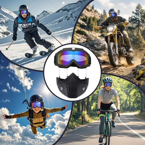 Vista 2 de Máscara de paintball anti niebla,Máscara táctica de cabeza completa gafas de esquí desmontable equipo de protección facial, navegación, ciclismo