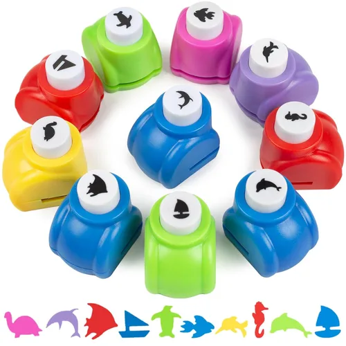 Vista 10 de LOVEINUSA Juego de 10 perforadoras con forma de animal terrestre para manualidades, álbumes de recortes, papel de seda para bolsas de regalo, papel