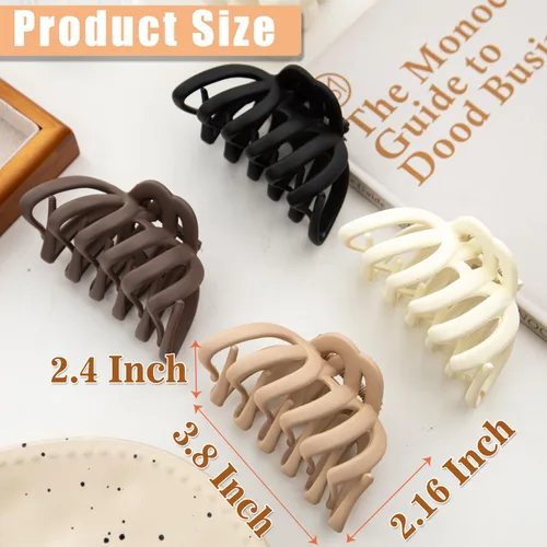 Vista 2 de 4 Piezas Pinzas de Garra de Pulpo Pinzas de Garra para Cabello de Pulpo para Mujeres 3.8" Pinza Grande para Cabello para Mujeres Agarre Fuerte Clip