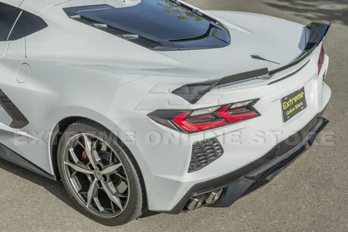 Vista 4 de Repuesto para modelos Chevrolet Corvette C8 2020 Par de mimbres adicionales de alerón de tapa trasera de maletero estilo Z51