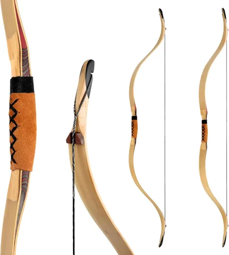 Vista 4 de Deerseeker Outdoor Arco largo tradicional de 52 pulgadas, hecho a mano, arcos recurvos ambidiestros, juego de arco de caballo tártaro para adultos