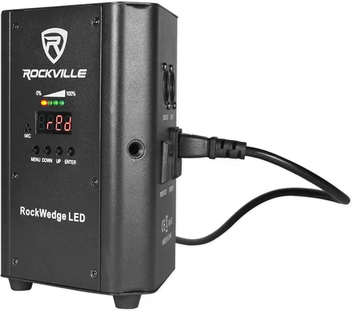 Vista 5 de Rockville RockWedge LED 54W RGBWA+UV - Luz Par alimentada por batería, DMX inalámbrico, recargable, diseño compacto, para DJs y eventos, 2 piezas