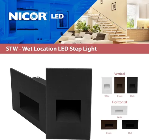 Vista 6 de NICOR Lighting STW11203KVBK - Luz de paso STW, 3x5, color negro