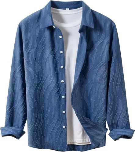 Vista 5 de Camisa de lino para hombre, manga larga, cómoda, abotonada, lisa, ligera, holgada, con bolsillos