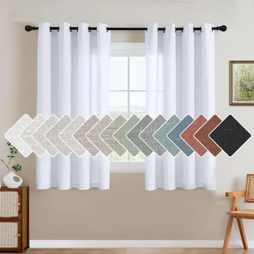 Vista 29 de H.VERSAILTEX Elegant - Cortinas texturizadas de lino natural mezclado con eficiencia energética, filtrado de luz, con ojales de níquel