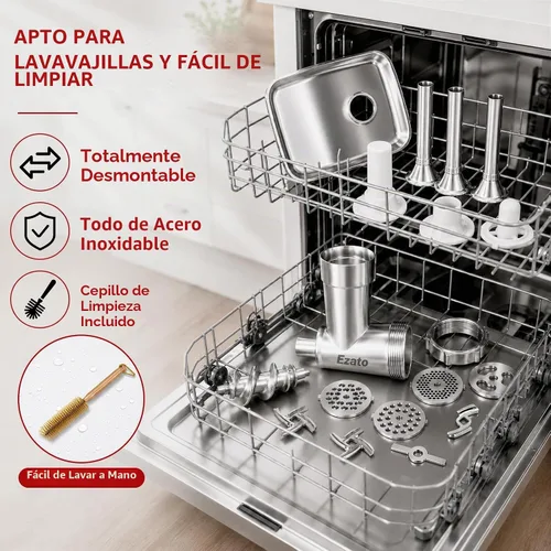 Vista 6 de Accesorios para picadora de carne de acero inoxidable EZATO para KitchenAid, embutidora de salchichas, compatible con todos los modelos de batidora