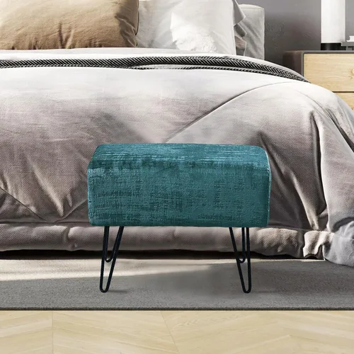 Vista 7 de Home Soft Things Otomana rectangular de terciopelo mullido de color verde ágata de 19 pulgadas para sala de estar, banco de entrada de espacio