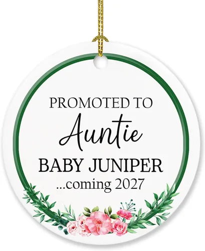 Vista 34 de Adorno personalizado para bebé que llega 2027, adorno de Navidad de Bump, elige el nombre del bebé y el año de Navidad para el nuevo abuelo abuela